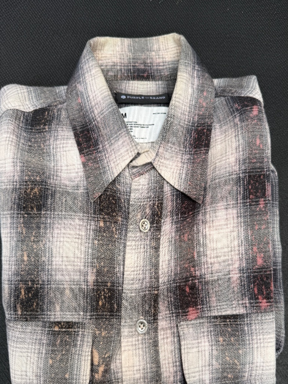 Purple Brand Bleached Plaid Flannel Shirt Men’s Medium